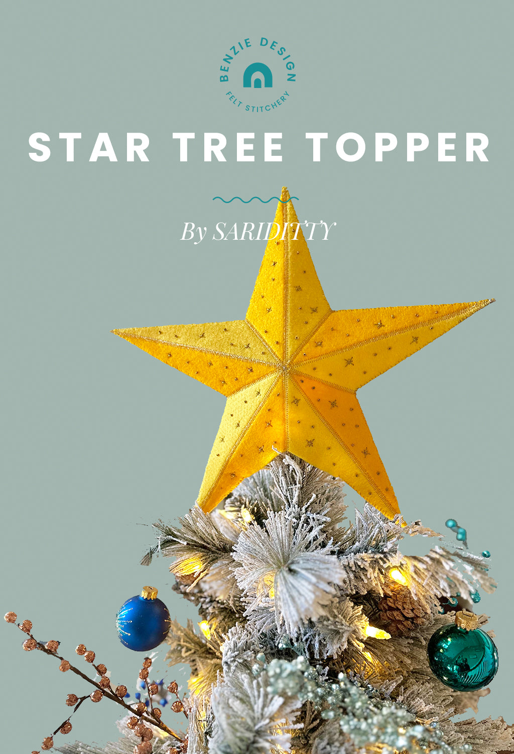 Felt Star Tree Topper with Pom Poms Holiday Christmas