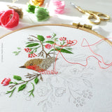Christmas Robin Bird, 6" Embroidery Kit