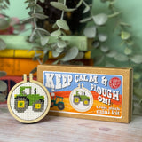 Keep Calm and Plough On, Matchbox Cross Stitch Kit