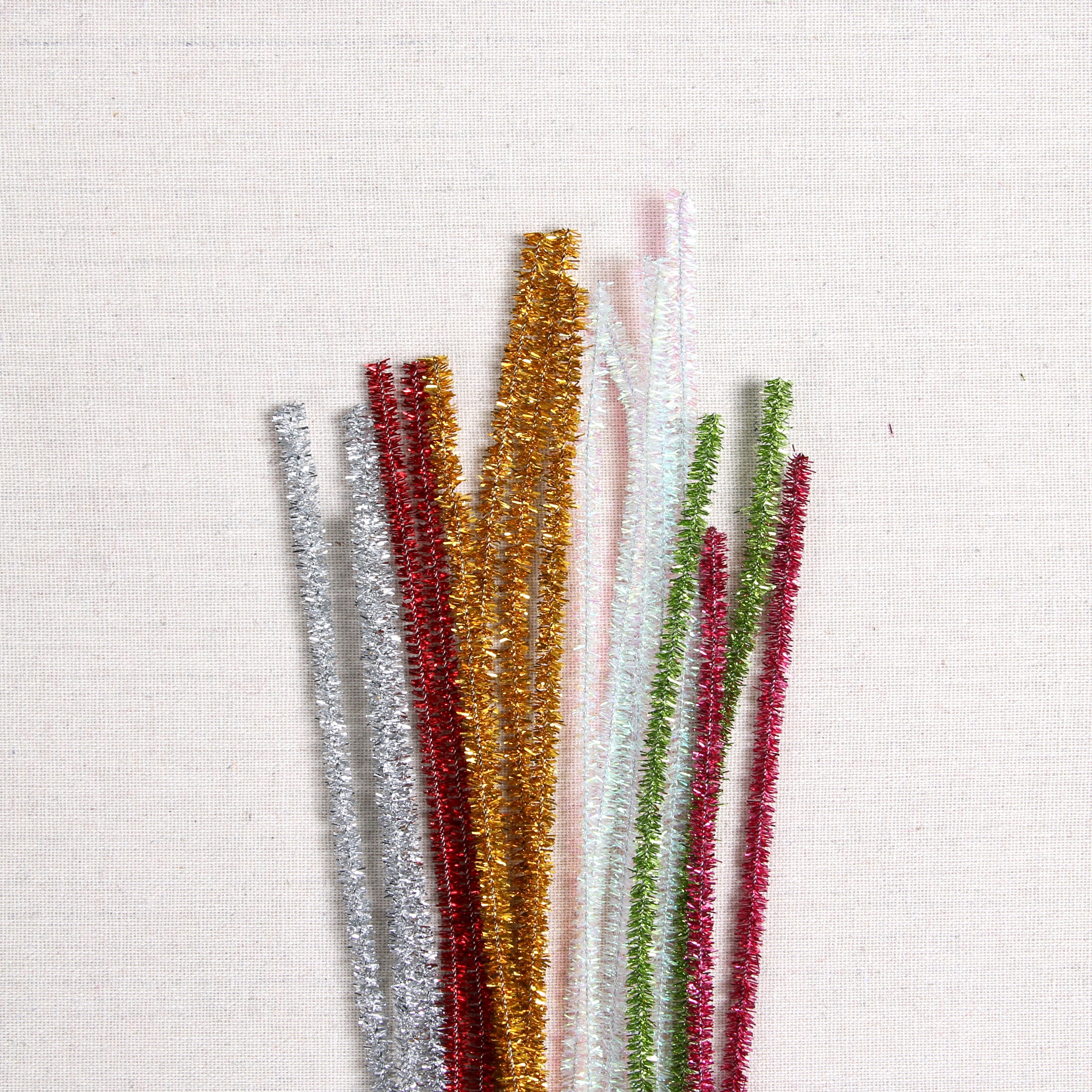 100 Gold and Silver Tinsel Pipe Cleaners for Crafts Stems 30cm x