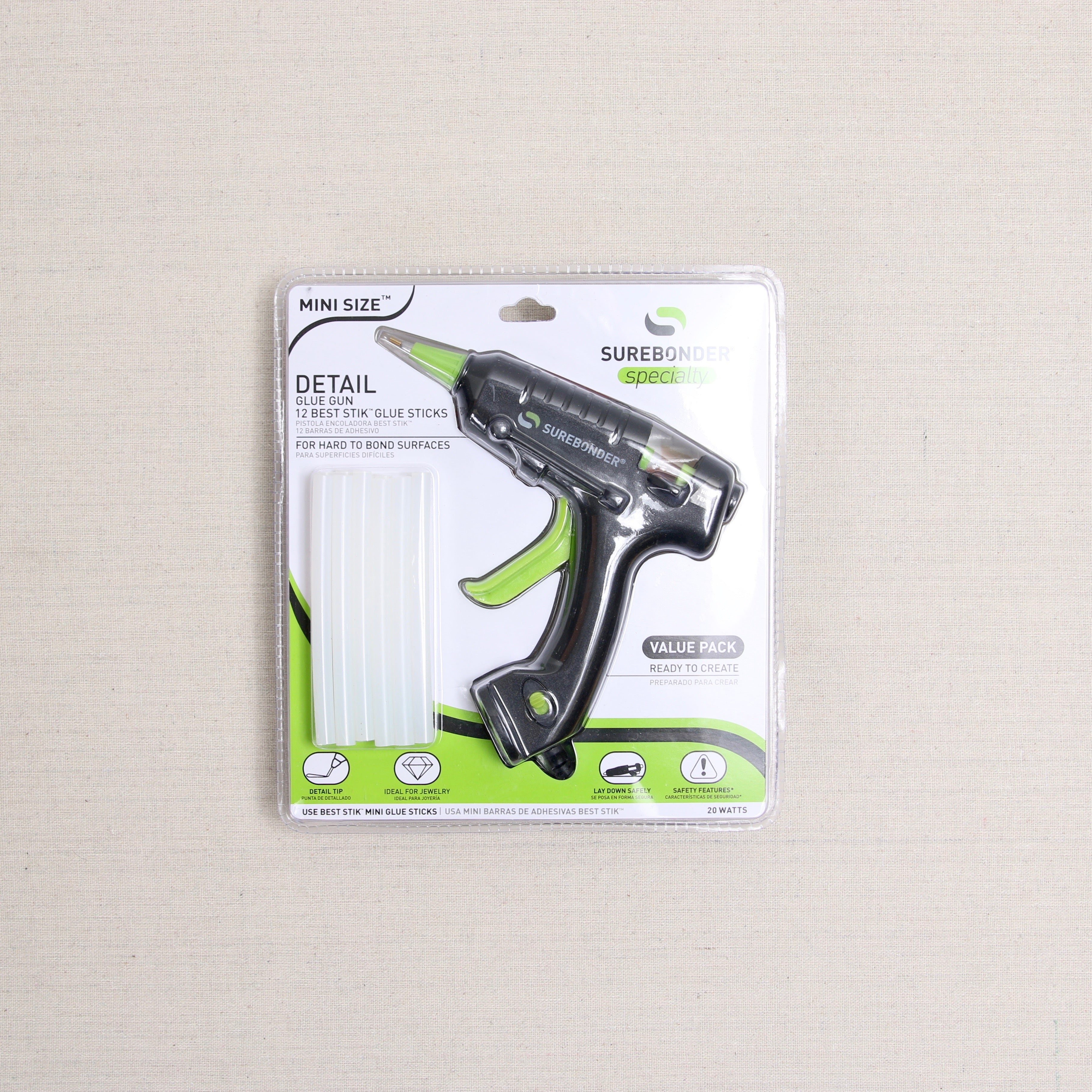 Surebonder High Temp Mini Detail Tip Glue Gun Kit, Includes 12