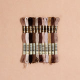 DMC embroidery floss, brown embroidery floss, cross-stitch thread