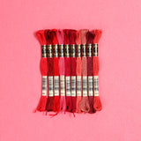 DMC embroidery floss, red embroidery floss