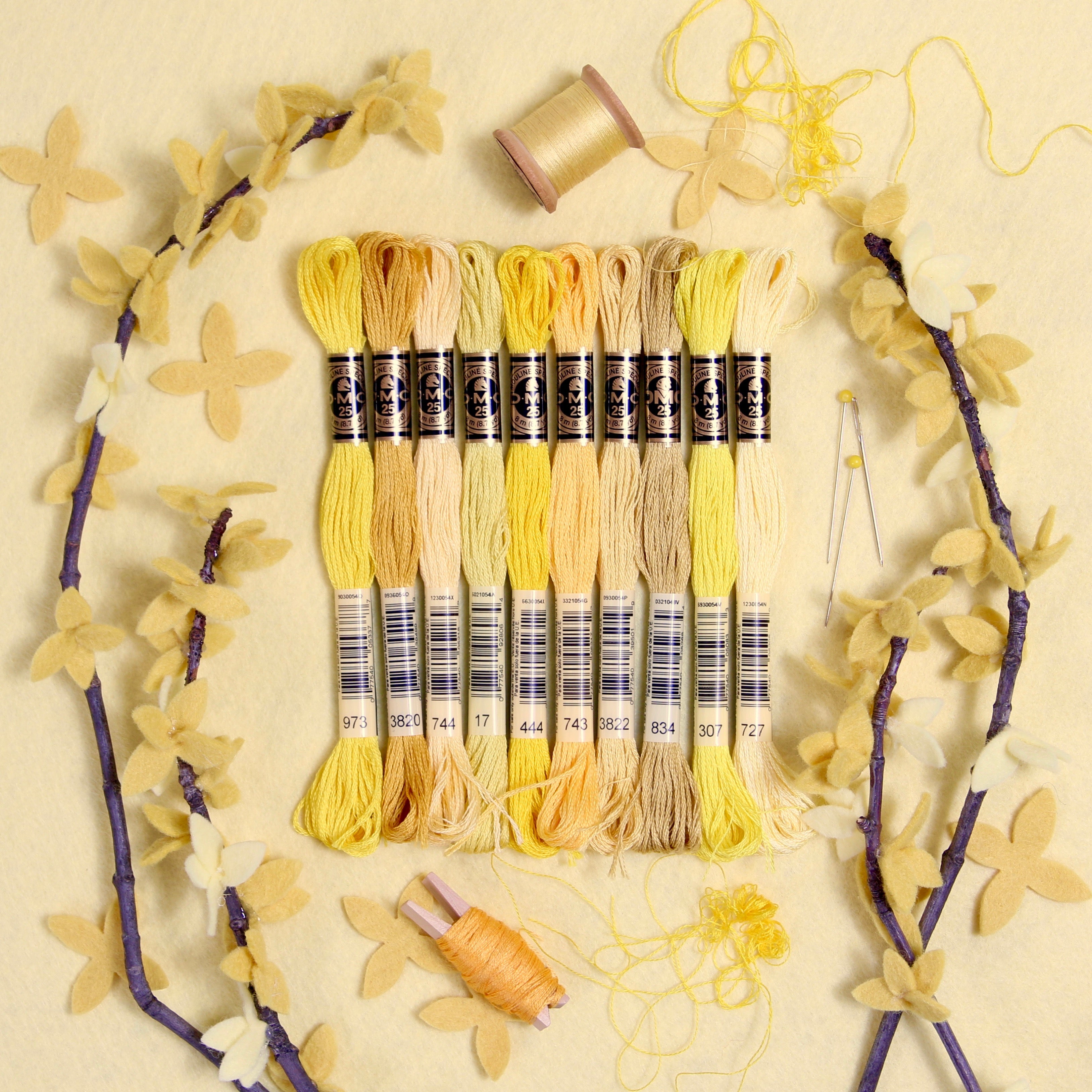 DMC Embroidery Floss, Yellow Palette