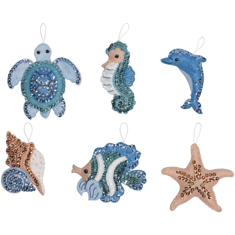 Bucilla Felt Ornaments Applique Kit Set of 6-Under The Sea