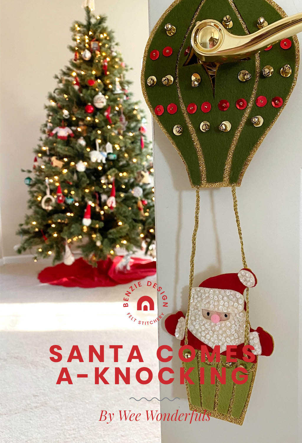 Santa Comes A-Knocking Door Knob Decoration – Benzie Design