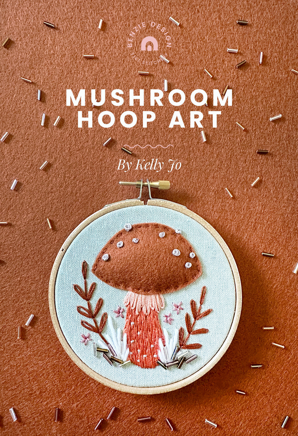 Mixed Media Mushroom Hoop Art