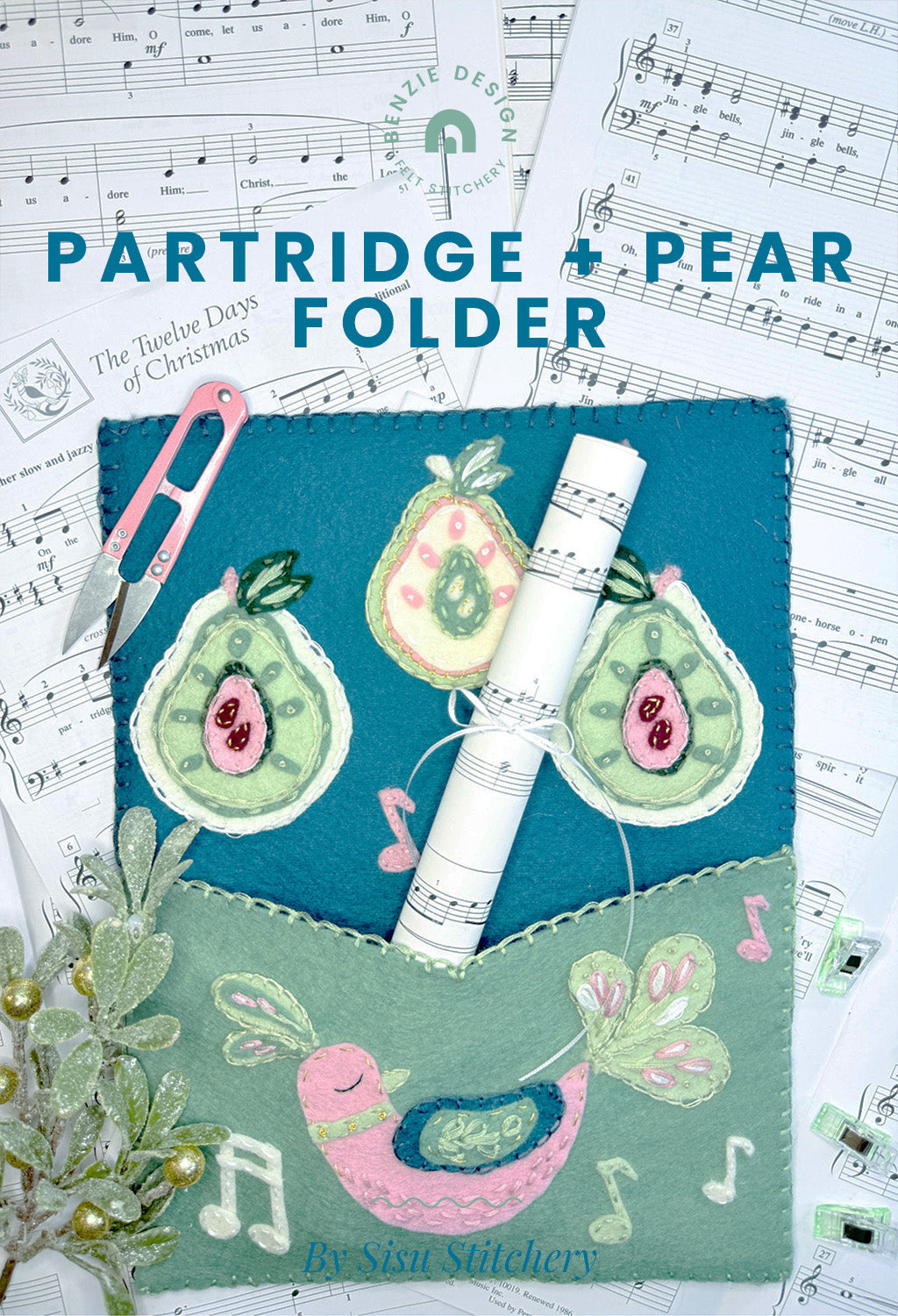 Partridge and Pear Felt Folder