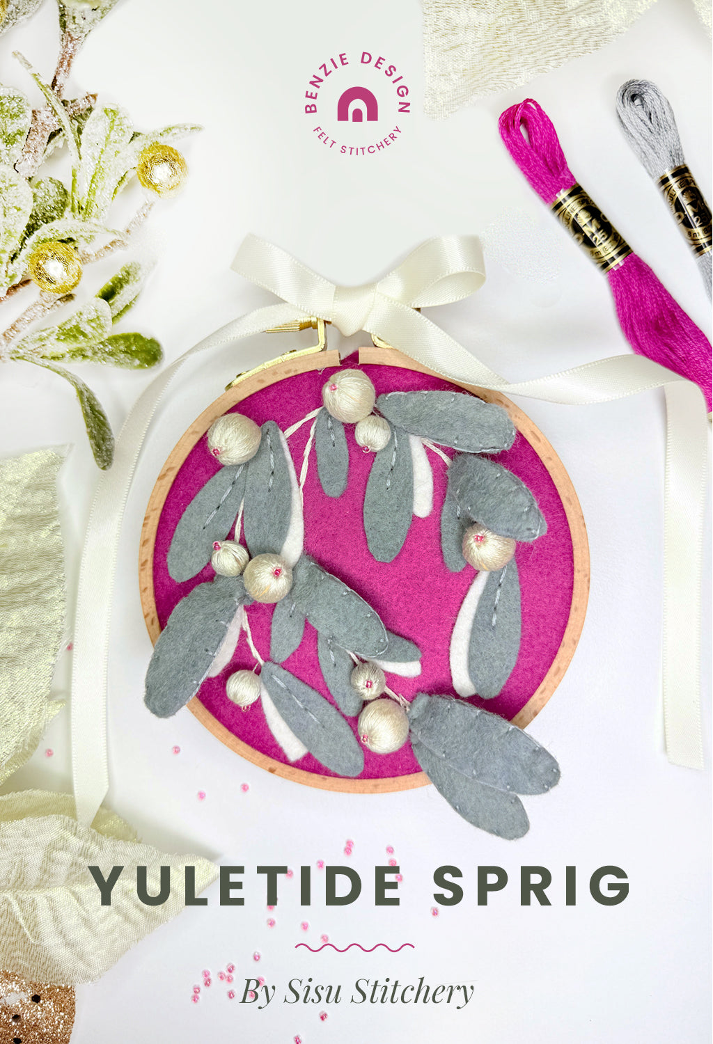 Yuletide Sprig Hoop Art