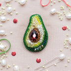 Avocado Brooch Kit: DIY Embroidery Jewelry Making