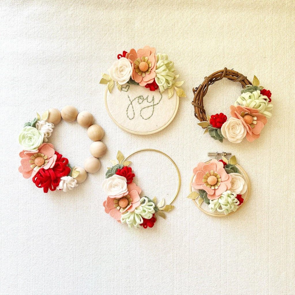 Mini Holly Jolly Holiday Felt Flower Kit