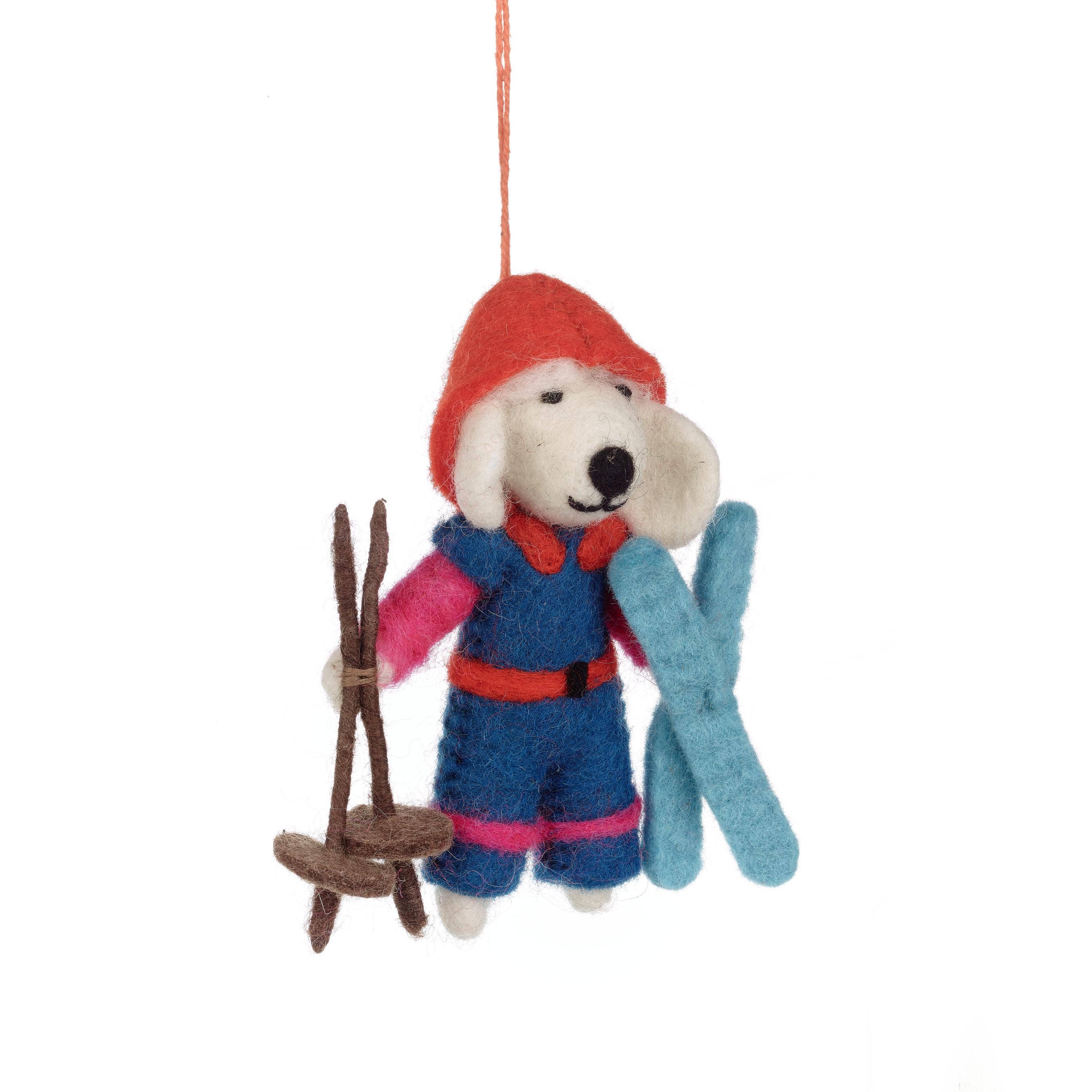 Porscha the Skiing Poodle Felt Ornament