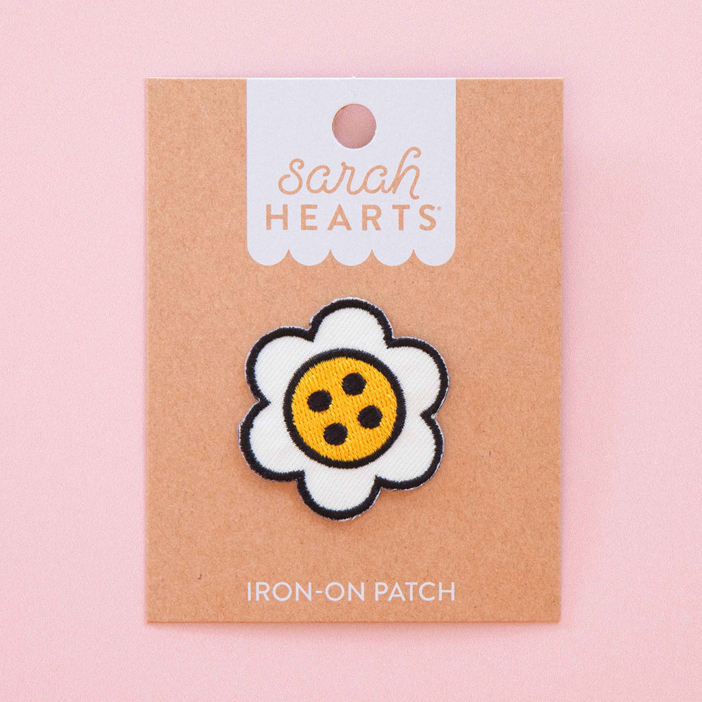 Daisy Button Iron-On Patch