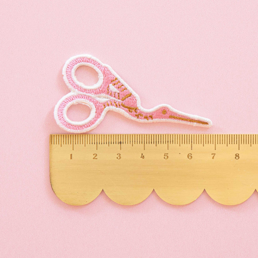 Stork Scissors Iron-On Patch