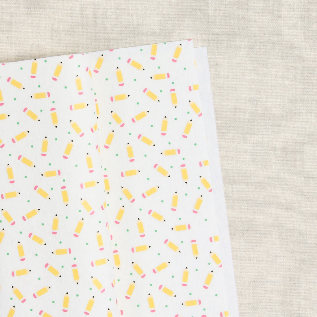 Pencil Print, White Felt