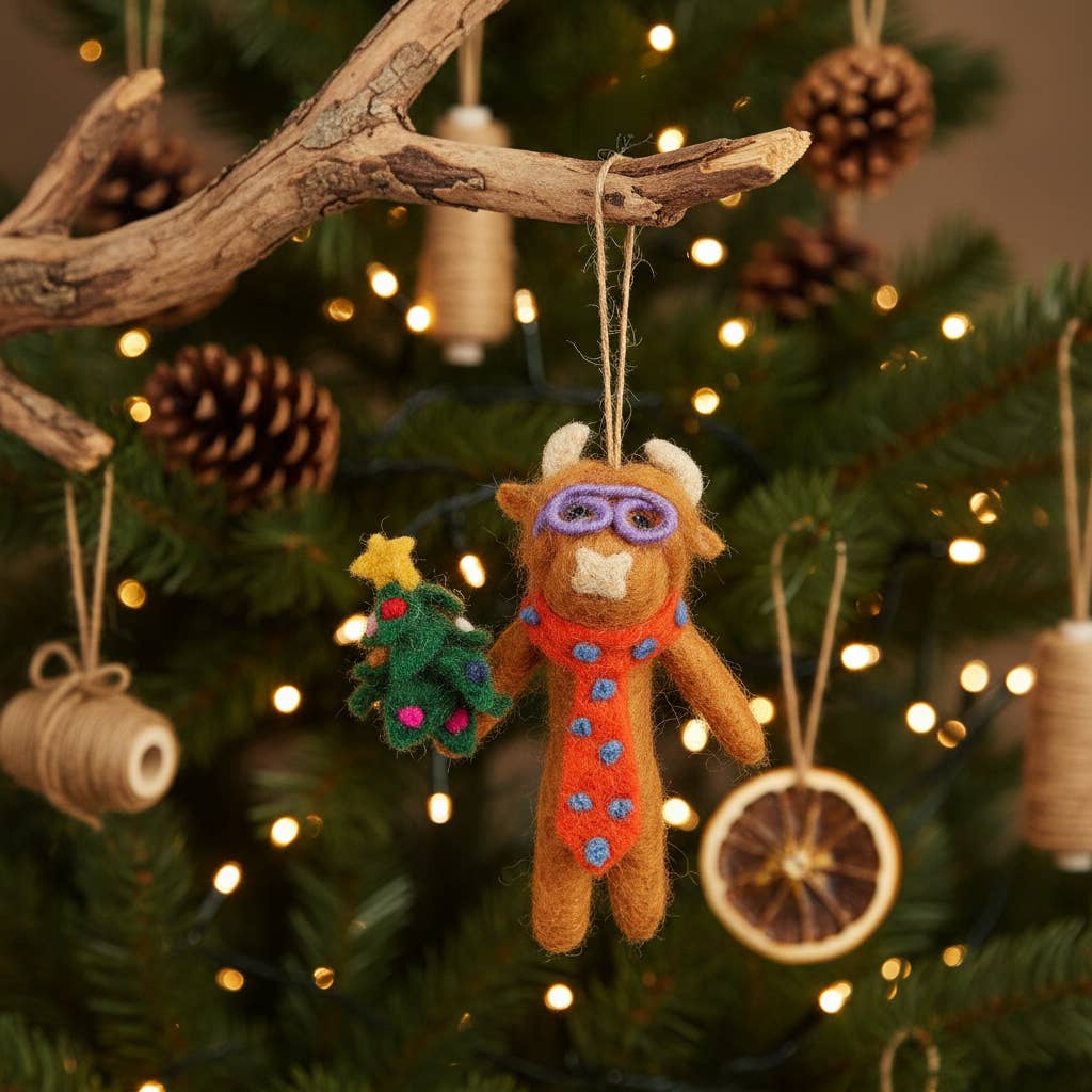 Curtis Christmas Cow Felt Ornament