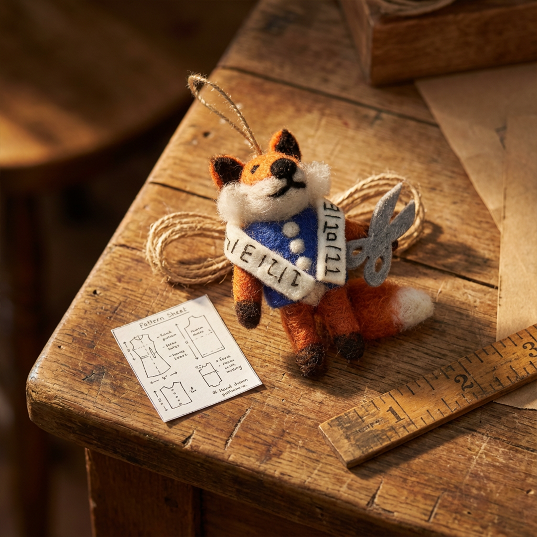 Tailor Fox Felt Ornament