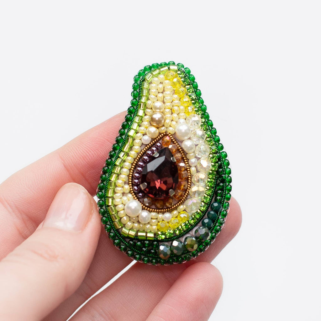 Avocado Brooch Kit: DIY Embroidery Jewelry Making