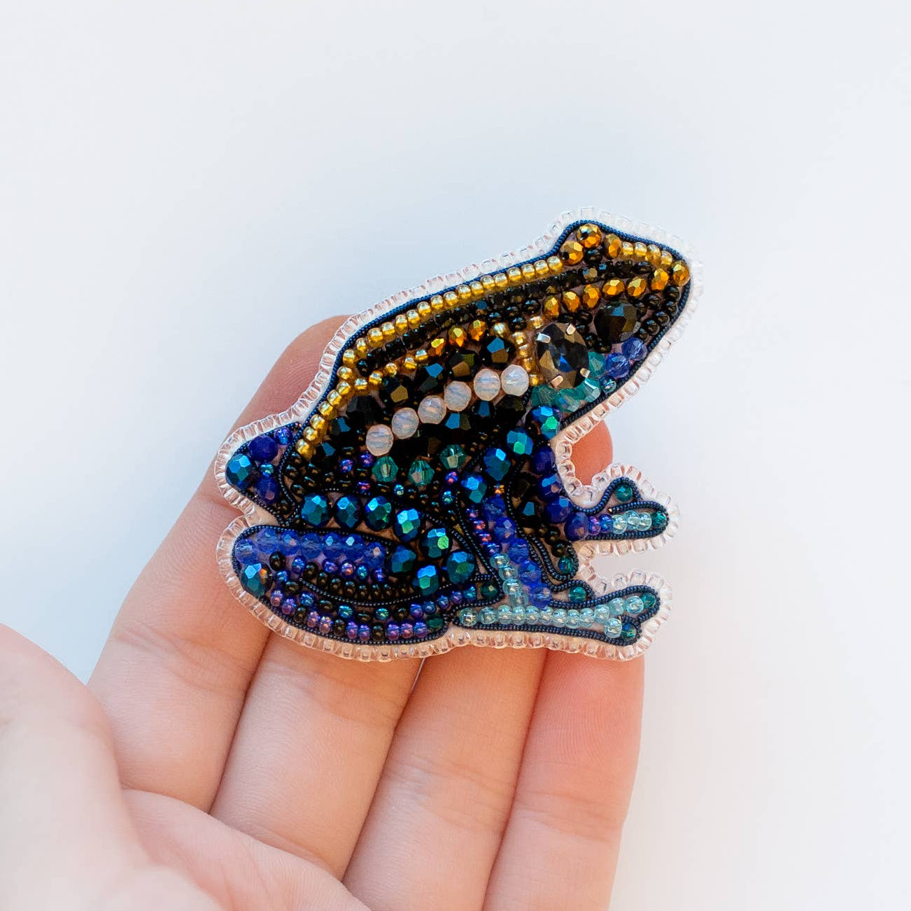 Bead Embroidery Kit: DIY Seed Bead Frog Brooch