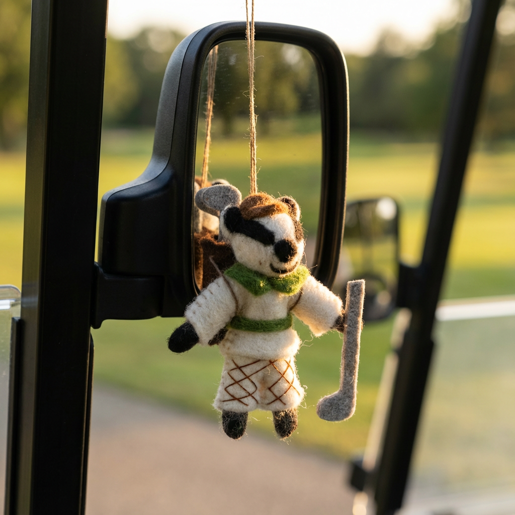Golfing Badger Felt Ornament