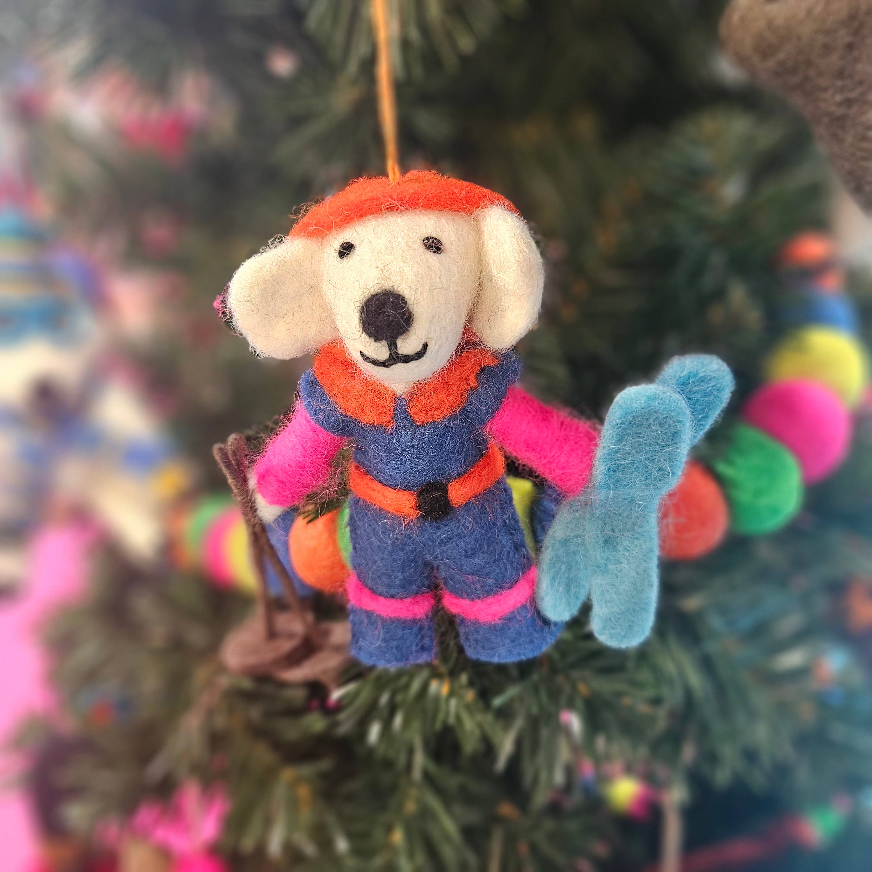 Porscha the Skiing Poodle Felt Ornament