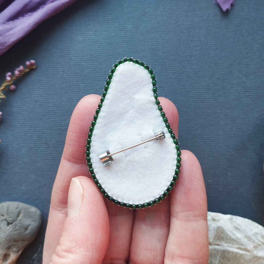 Avocado Brooch Kit: DIY Embroidery Jewelry Making