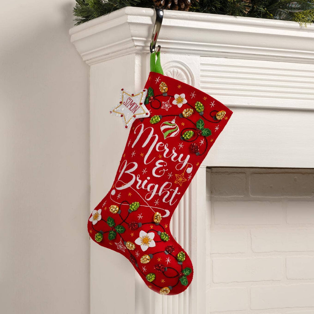 Merry and Bright Felt Stocking, Bucilla Kit