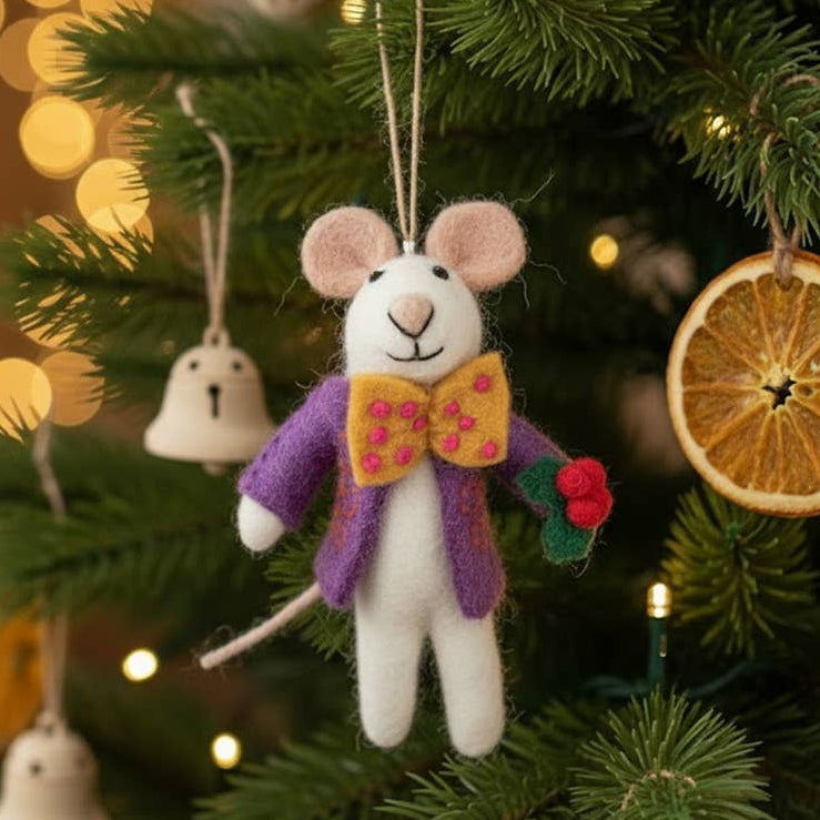 Jingle Whiskers Christmas Mouse Felt Ornament