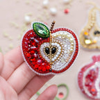 Apple Brooch, Bead Embroidery Kit