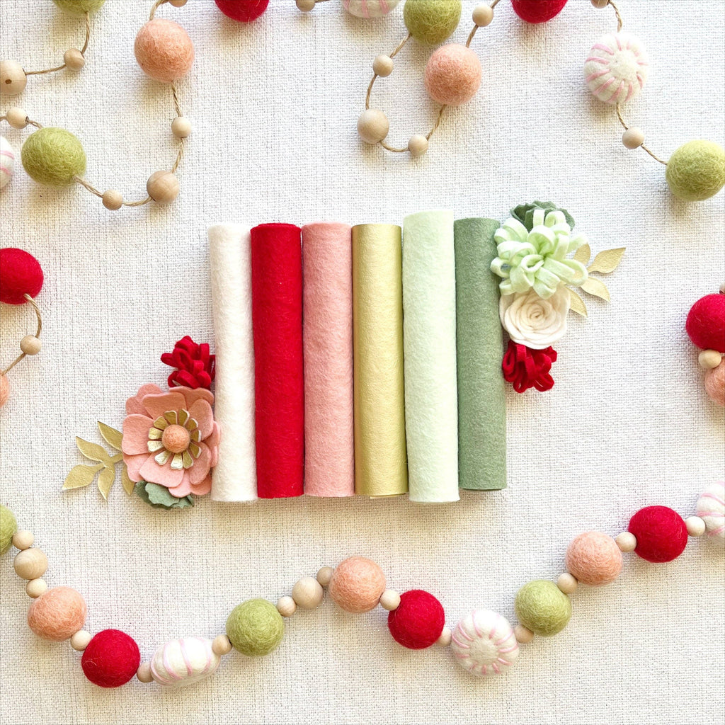 Mini Holly Jolly Holiday Felt Flower Kit