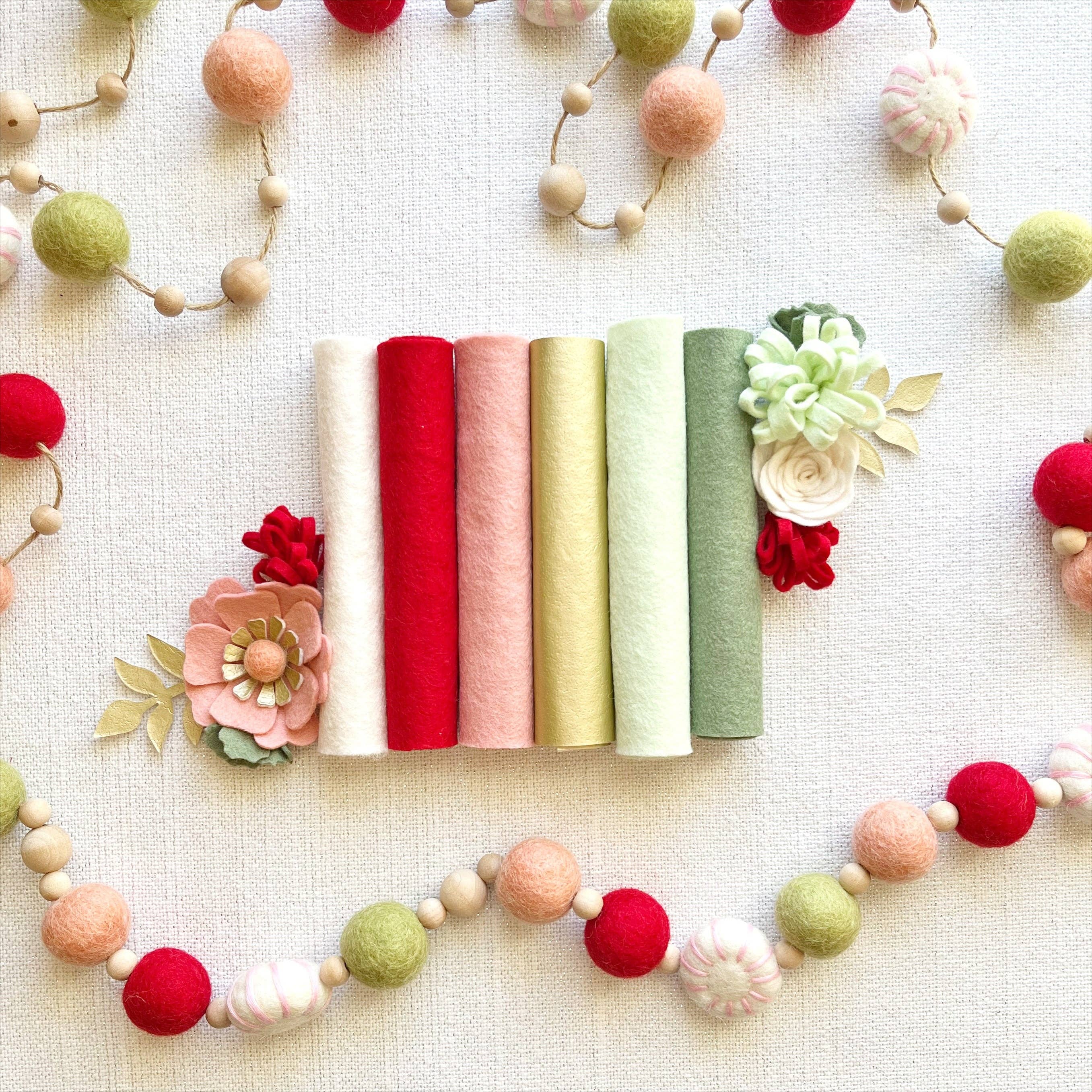 Mini Holly Jolly Holiday Felt Flower Kit