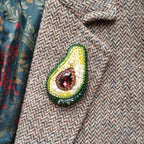 Avocado Brooch Kit: DIY Embroidery Jewelry Making