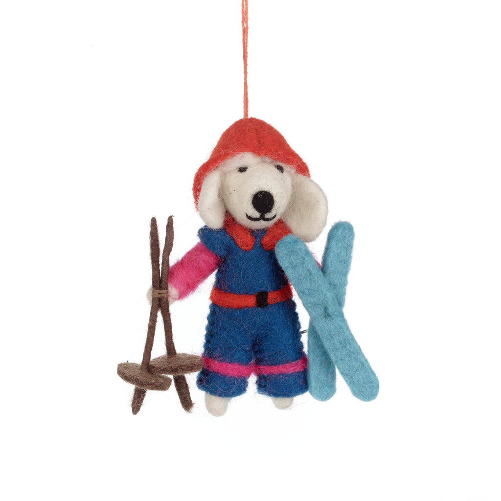Porscha the Skiing Poodle Felt Ornament