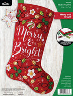 Merry and Bright Felt Stocking, Bucilla Kit