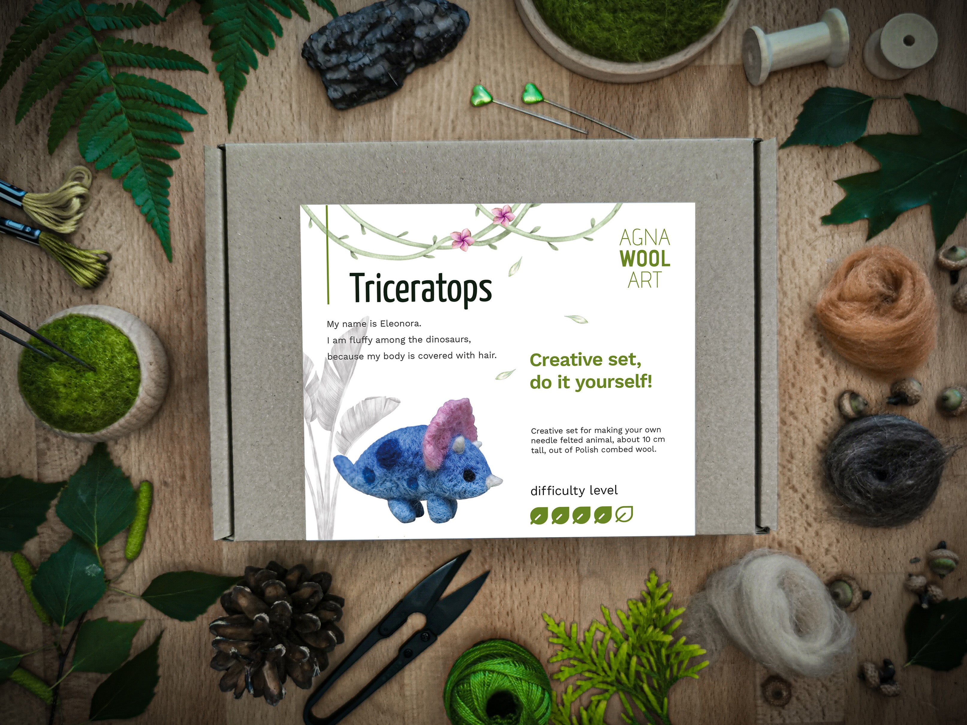 Triceratops, Needle Felting Kit