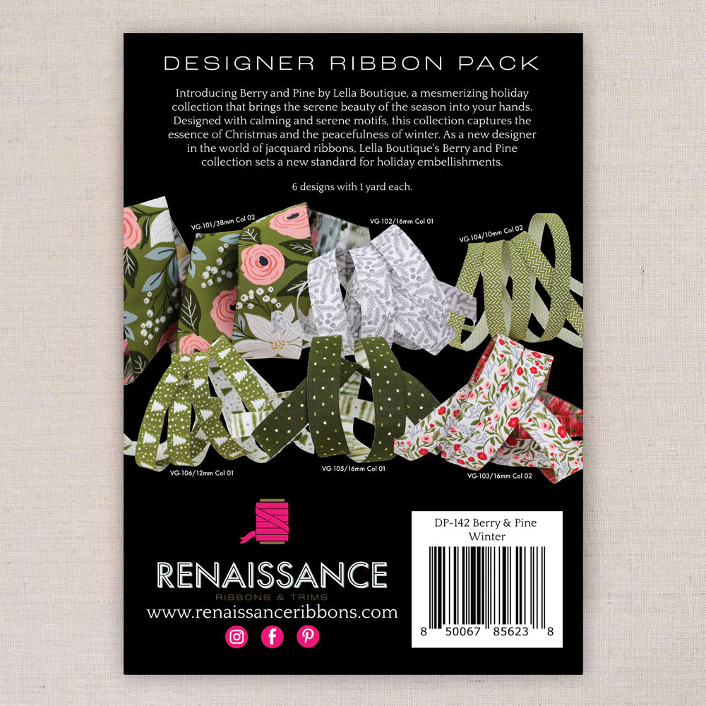Berry and Pine in Winter, Renaissance Ribbons