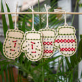 Wood Embroidery Kit, Christmas Mittens