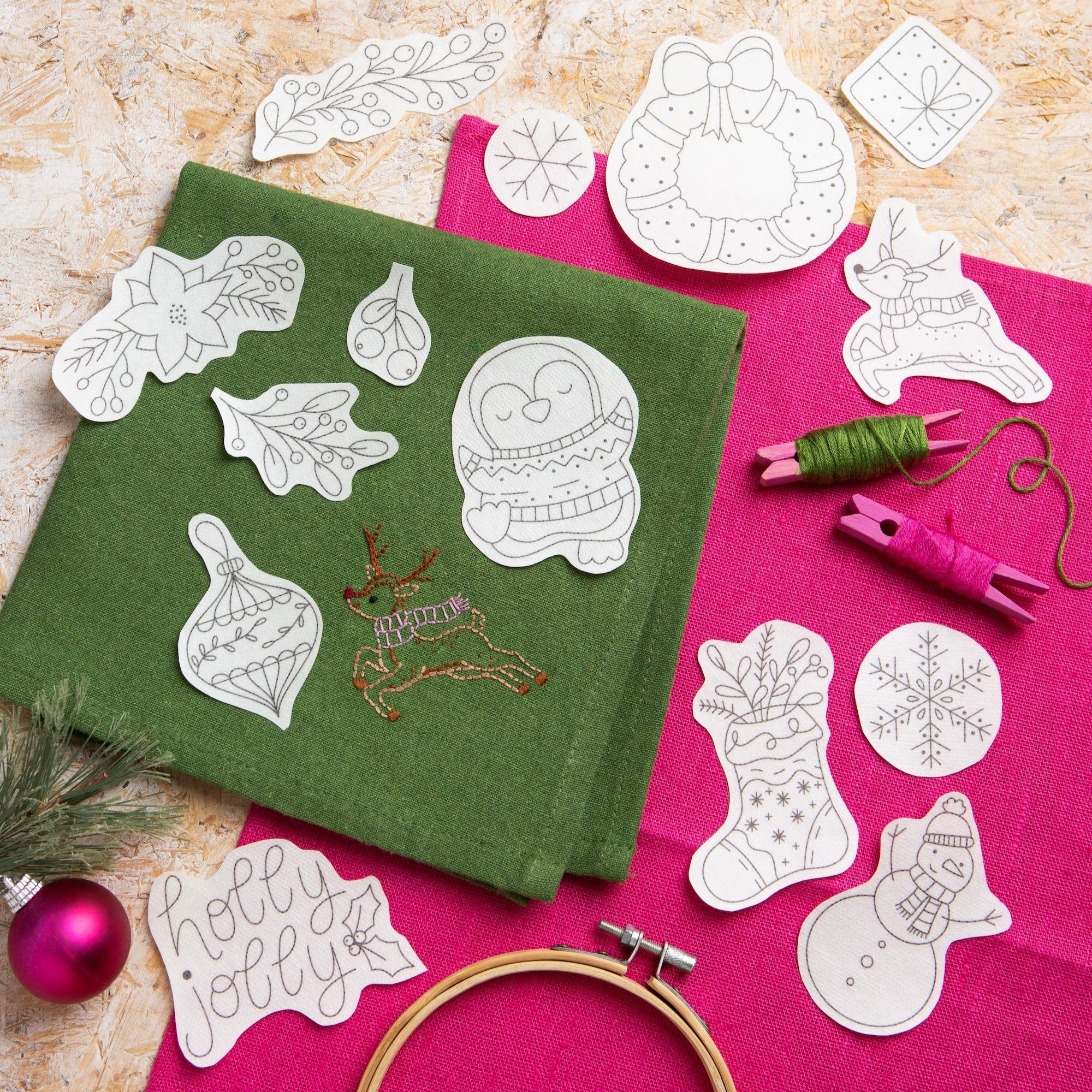 Christmas Cheer, Stick + Stitch Embroidery