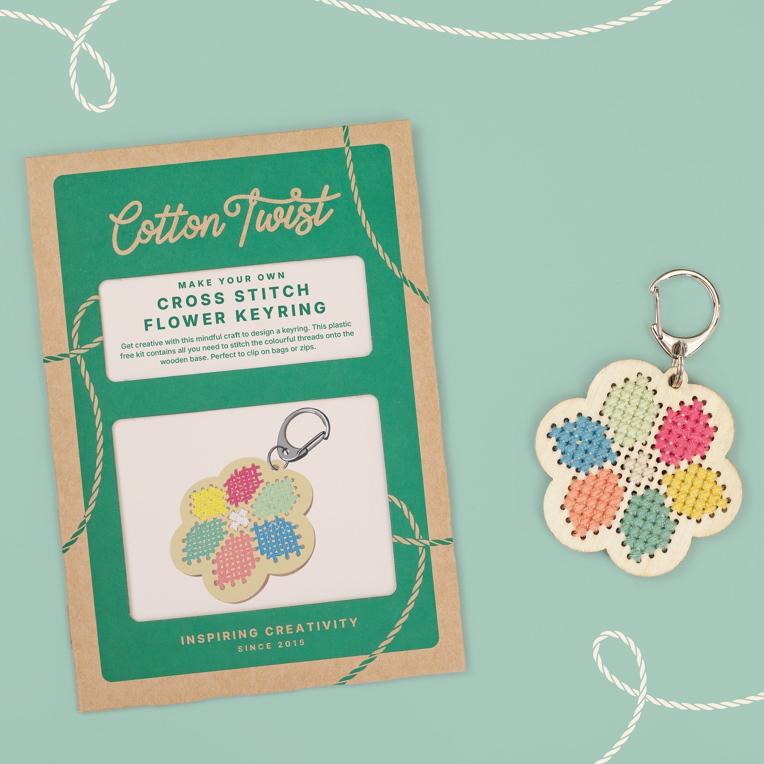Flower Cross Stitch Keyring Kit