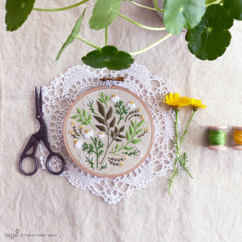 Green Leaves, 4" Embroidery Kit
