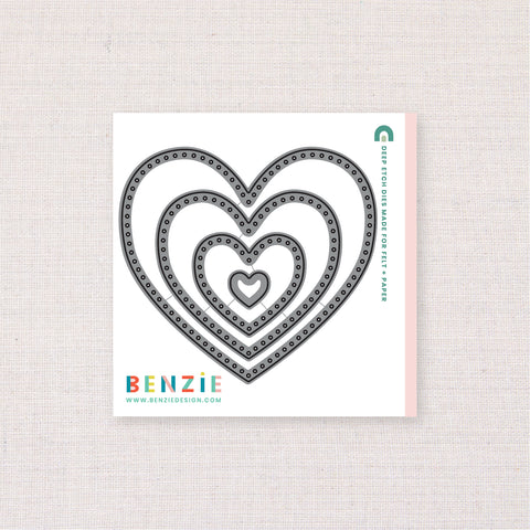 Nest Of 4 Heart Stitch Pattern Metal Cutting Dies – Geometric Shapes – Crafts