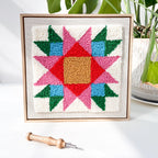 Rainbow Quilt Square, Punch Needle Kit