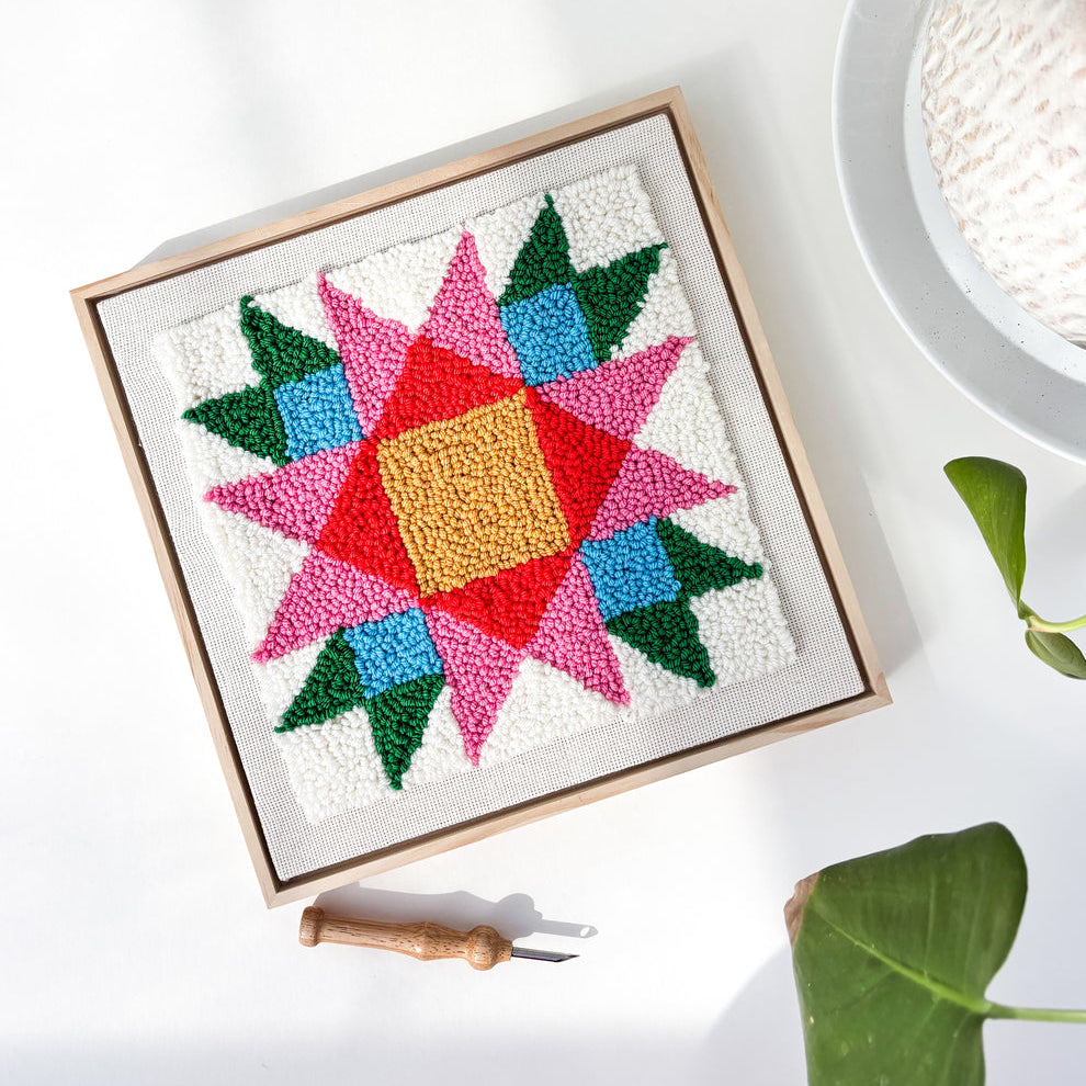 Rainbow Quilt Square, Punch Needle Kit