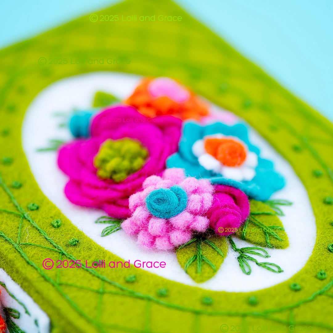 In the Garden Wool Felt Book Ornament Kit