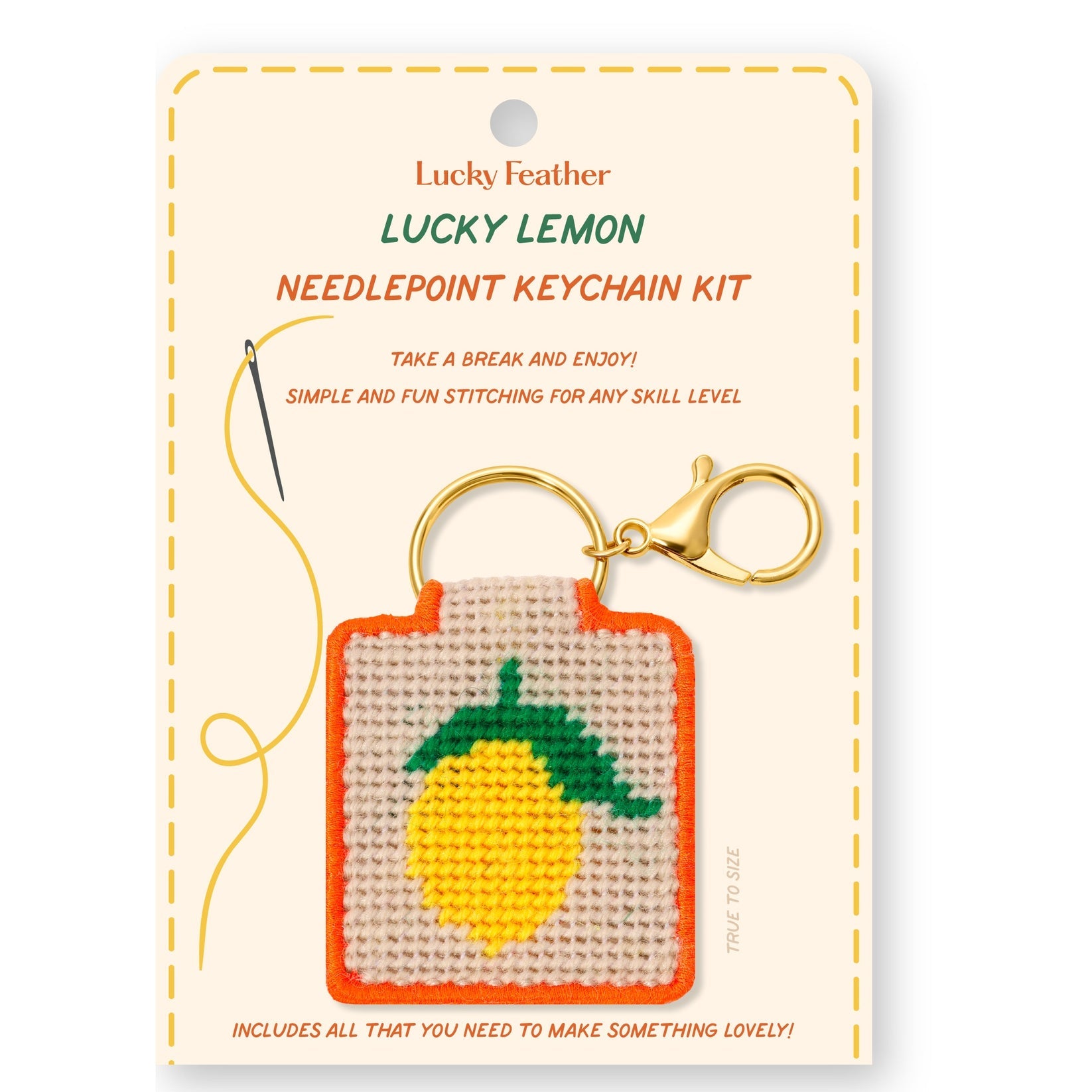 Lemon Keychain, Needlepoint Kit