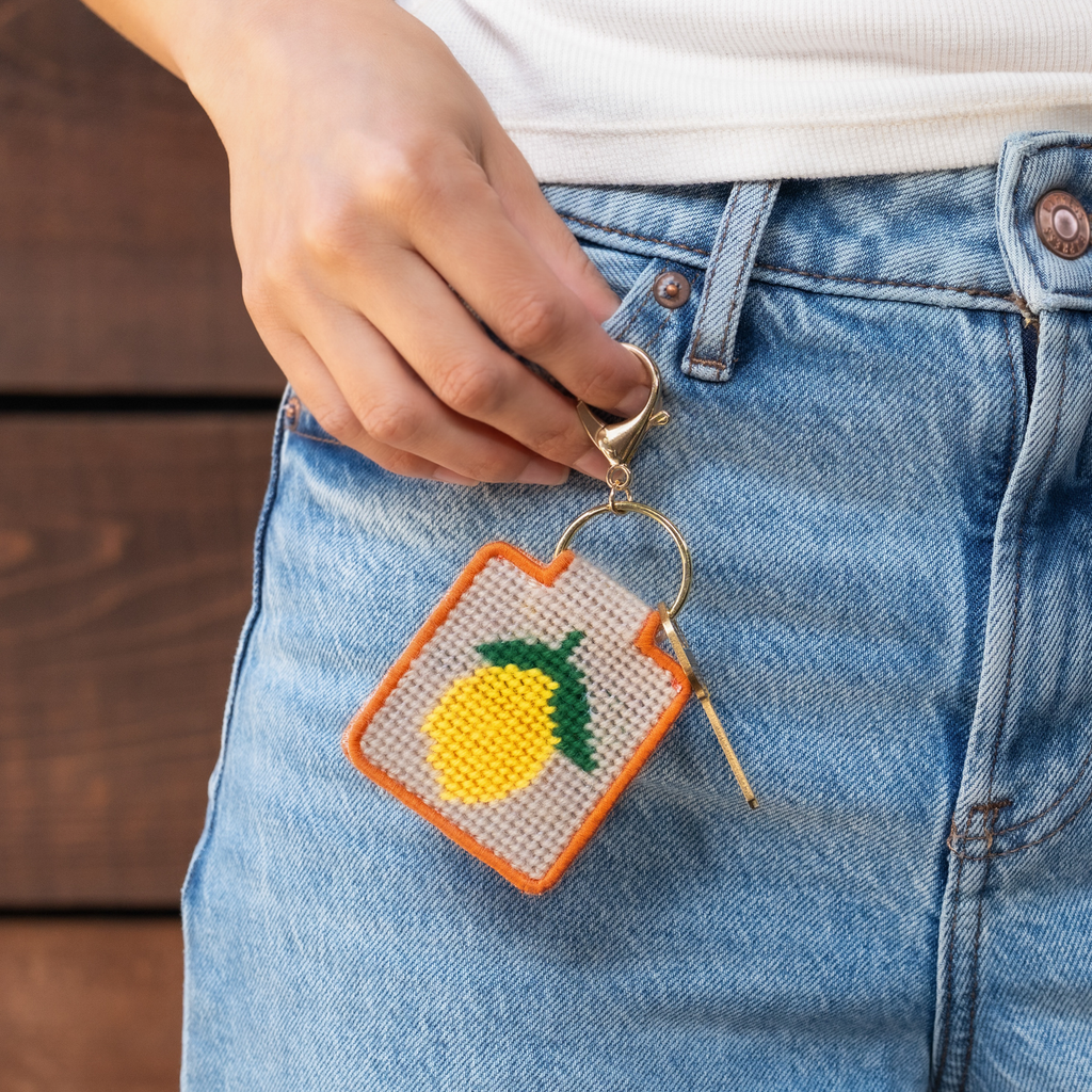 Lemon Keychain, Needlepoint Kit