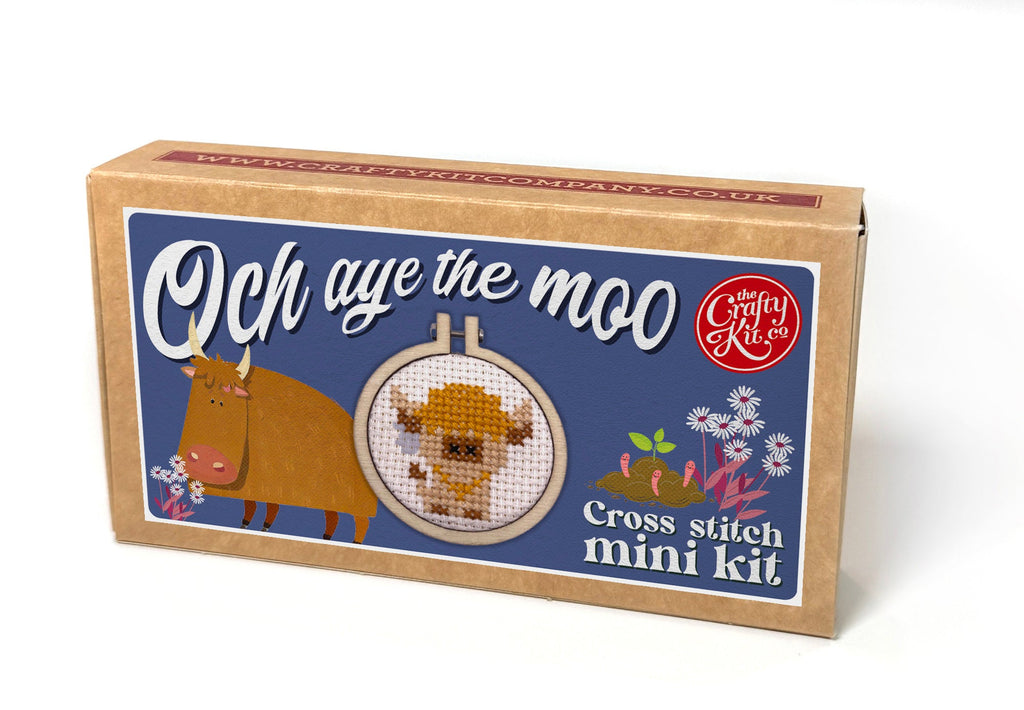 Och Aye the Moo, Matchbox Cross Stitch Kit
