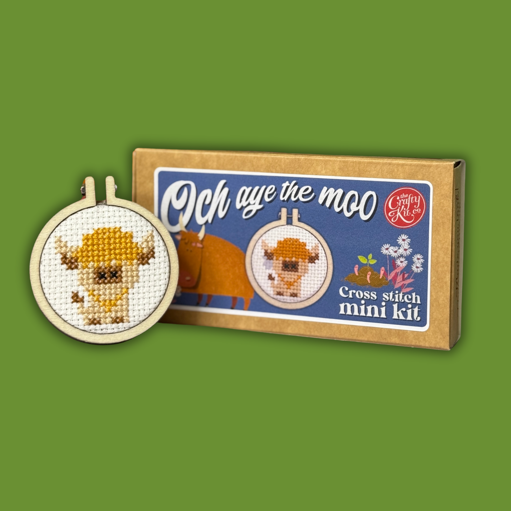 Och Aye the Moo, Matchbox Cross Stitch Kit