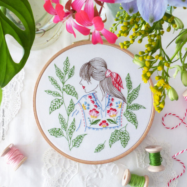 Folklore Lady, 6" Embroidery Kit