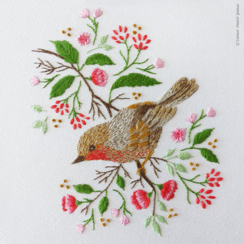 Christmas Robin Bird, 6" Embroidery Kit